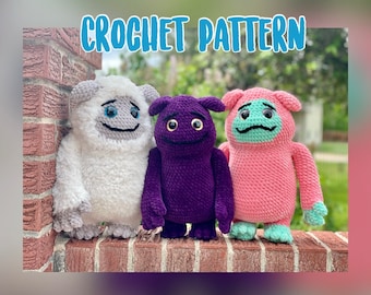 Gehäkelte No-Sew Imaginäres Monster Muster, Crochet Doll Pattern, Amigurumi Plushie Pattern, PDF, Dolls, Yeti, Bigfoot, Abscheulich, Blau