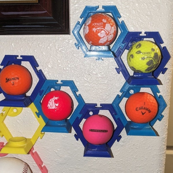 Golf Ball Displays STL | Hex Patter Wall Display | Connecting Displays | Custom Ball Displays | Golf Memorabilia | Golf Lover's Gift