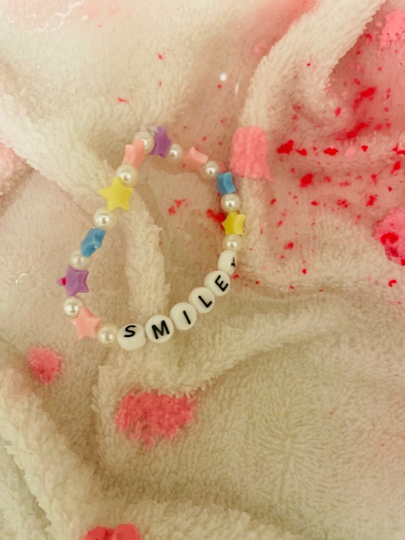 Star and pearl beaded letter bracelet
