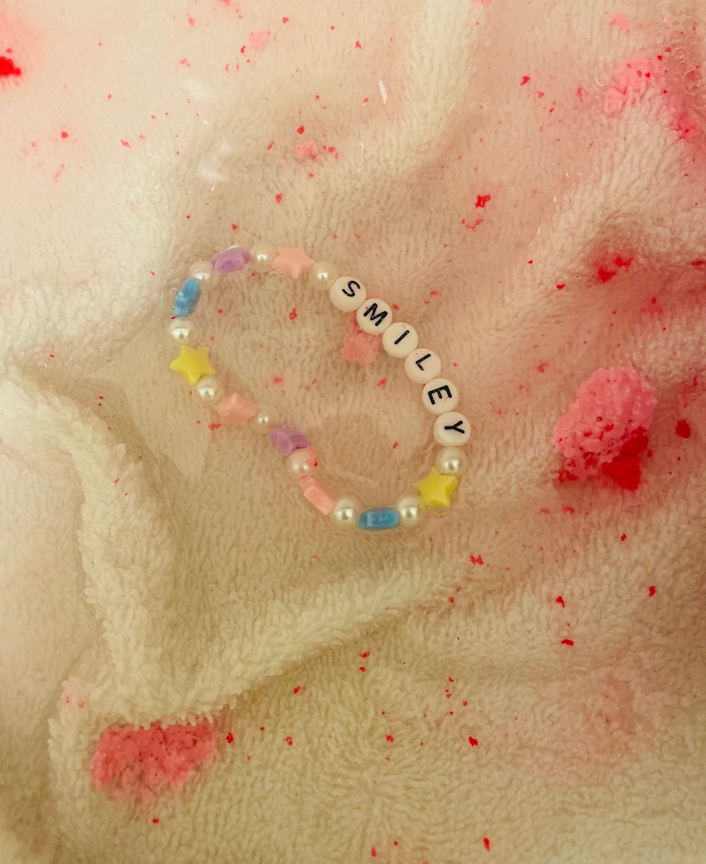 Star and pearl beaded letter bracelet