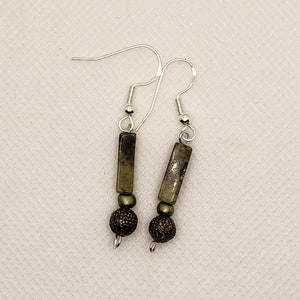 Elegant and Earthy | Jade and Bronze Sterling Silver Earrings | Hypoallergenic Earrings | Ornate Earrings | Perfect gift!