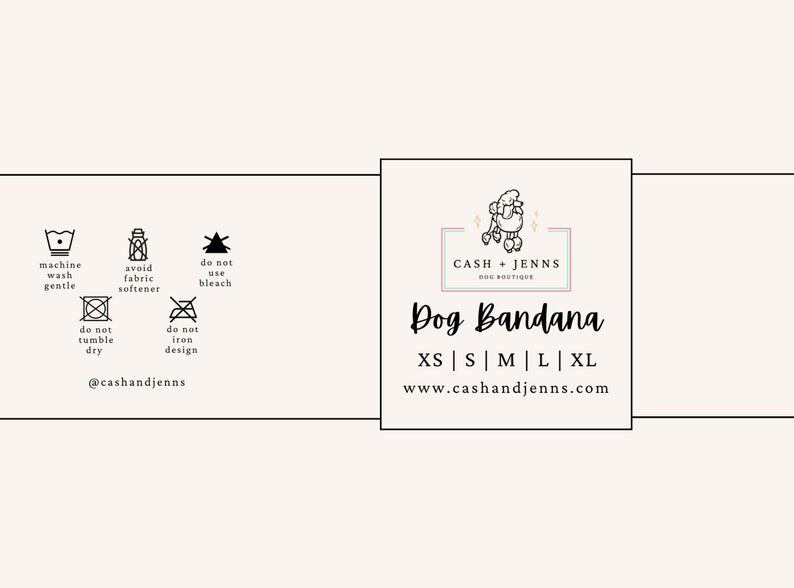 Editable Dog Bandana Labels Dog Bandana Packaging Labels Printable Dog