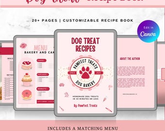 Hunde Leckerbissen Rezeptbuch Vorlage zum ausdrucken, DIY Haustier Leckerli Organizer, anpassbare Hundekeks Journal, Haustier Rezeptbuch, PTPS