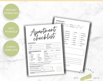 Druckbare Checkliste für die Wohnungssuche - Dream Wohnung Finder - Herunterladbare Checkliste - Bearbeitbare Wohnung Checkliste