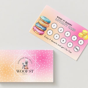 DIY Dog Bakery Business Loyalty Cards | Dog Business Cards | Business Packaging Inserts | Dog Business Printables | Premade Loyalty Cards