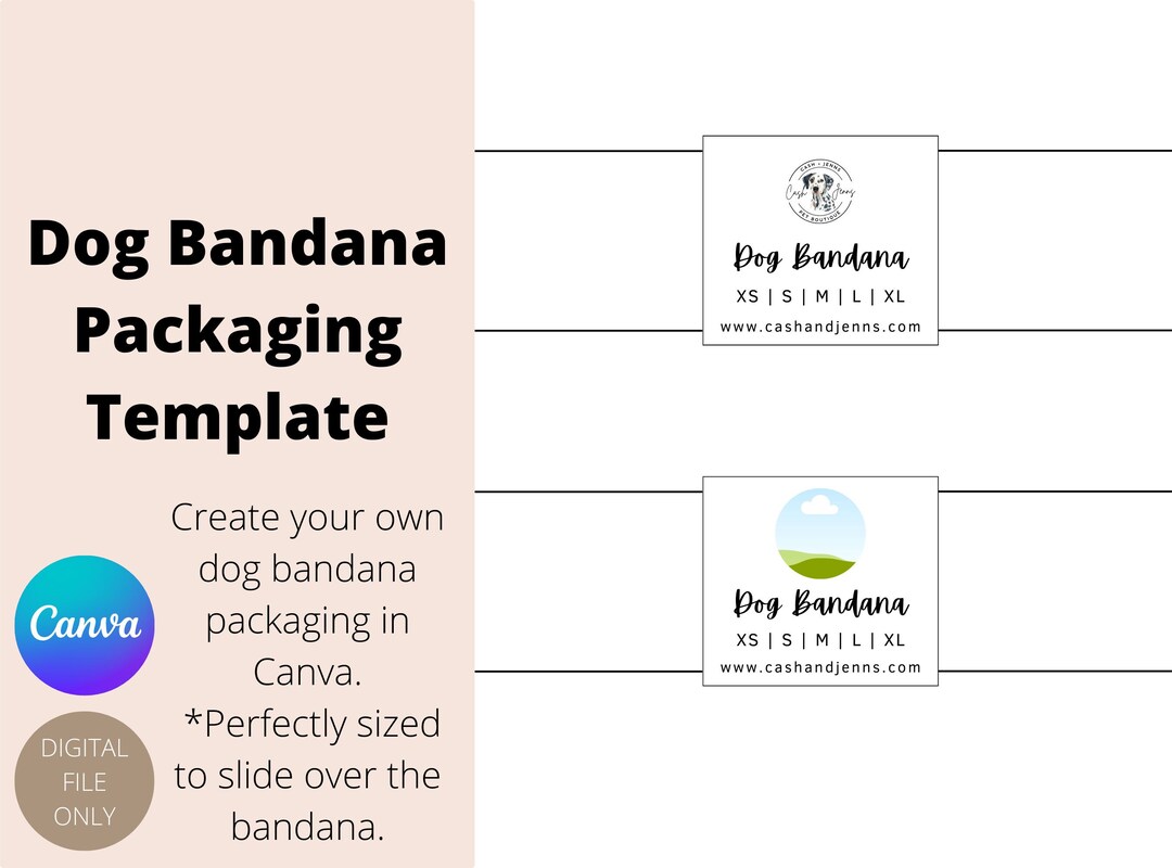 Editable Dog Bandana Labels Dog Bandana Packaging Labels Printable Dog