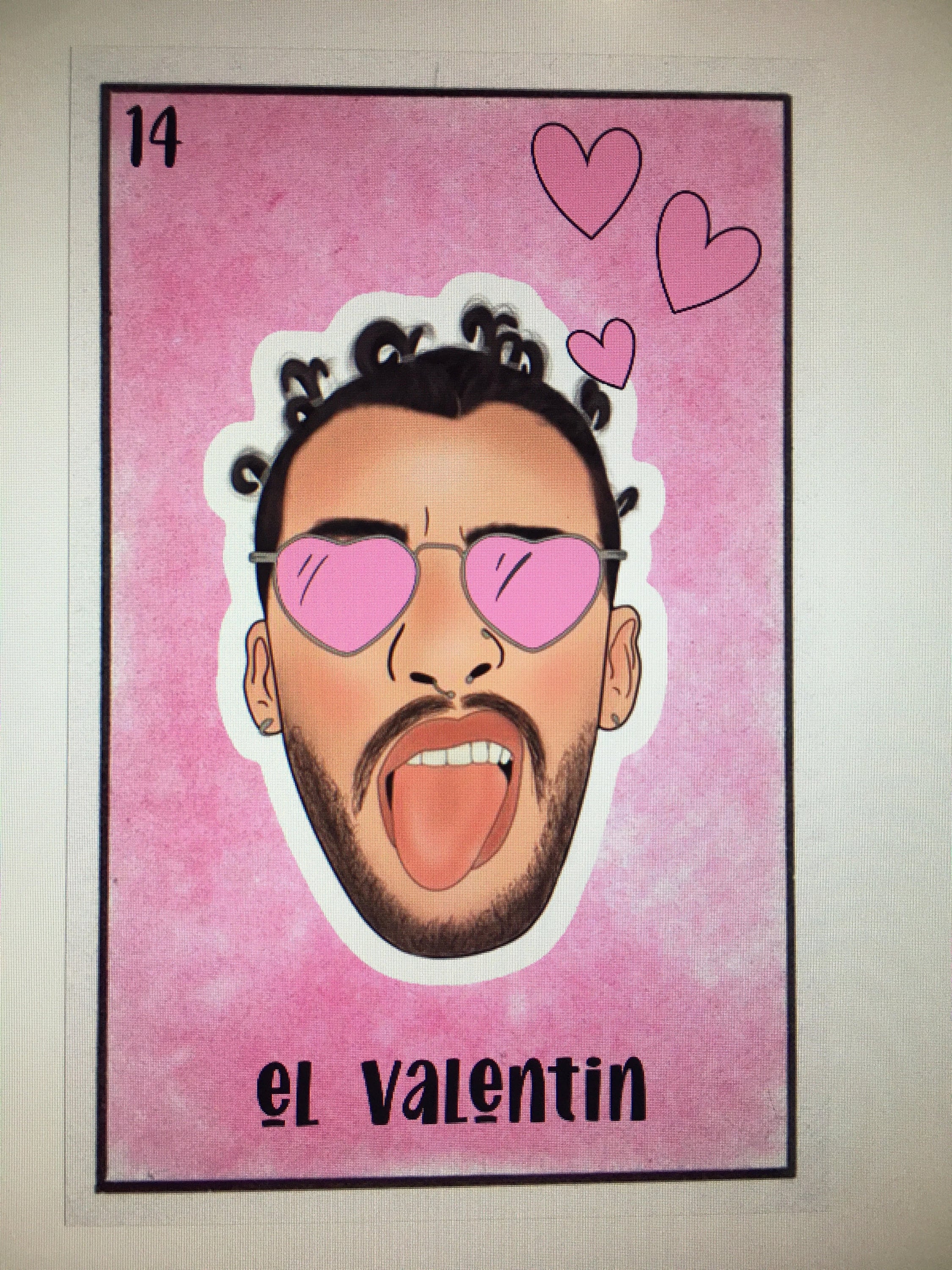 Bad Bunny Valentine's Day Loteria Sublimation | Etsy