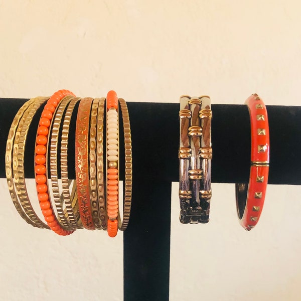 Orange Crush/ Fired Up / Impact. Premier Designs Limited Edition High Fashion Stackable Bracelets.