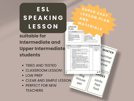 ESL Speaking Lesson | Random Topics, Taboo Cards (PDF Printable)
