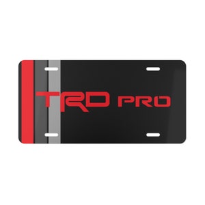 Toyota TRD PRO Striped Aluminum License Plate Red / Black