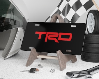 Toyota TRD Aluminum Vanity License Plate Red / Black