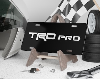Toyota TRD PRO Aluminum Vanity License Plate White  / Black