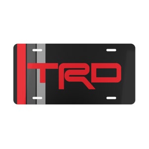 Toyota TRD Striped Aluminum License Plate Red / Black