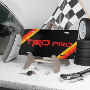 Vintage Toyota TRD PRO License Plate red / black with stripes