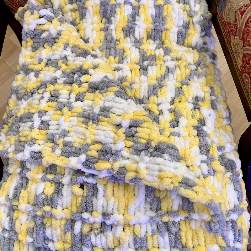 Hand Knit Blanket Etsy