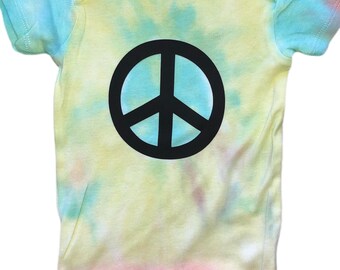 Baby Peace Sign Tie-Dye Onesie/Bodysuit