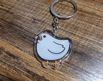 Chicken Acrylic Keychain - Double Sided Epoxy Domed Kawaii Charm