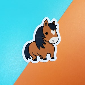 Horse Cute Sticker - Waterproof Laminated Kawaii Glossy Sticker/Decal for Laptop or Water Bottle