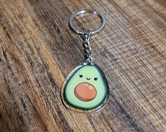 Avocado Acrylic Keychain - Double Sided Epoxy Domed Kawaii Charm