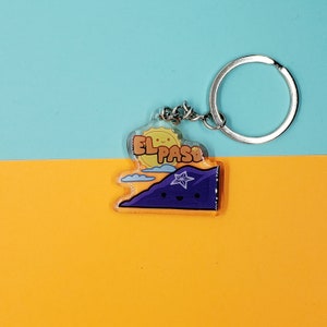El Paso Texas Acrylic Keychain - Double Sided Epoxy Domed Kawaii Charm - Designed by Deerfish