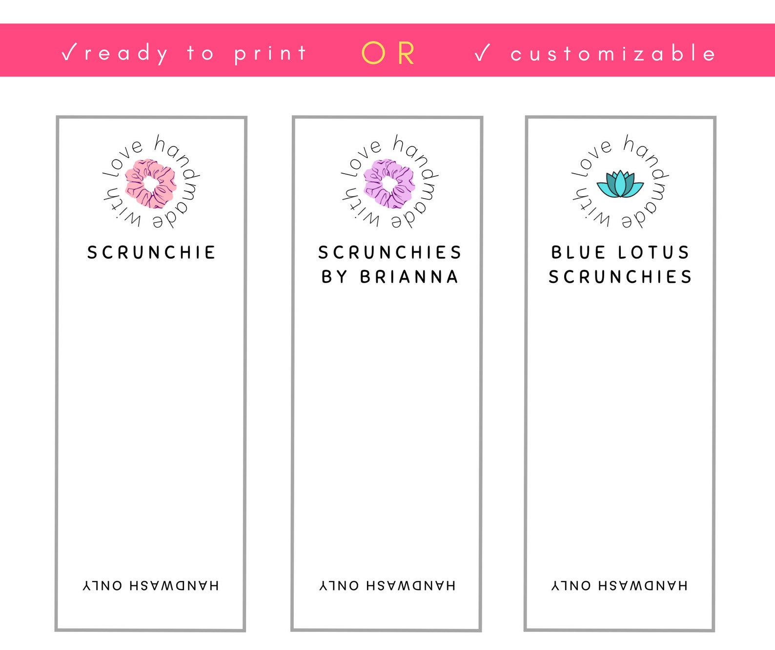 Printable Scrunchie Hang Tags Customizable Editable Canva Etsy Canada