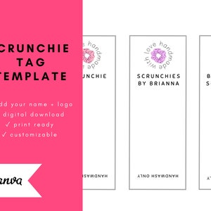 Printable Scrunchie Hang Tags | Customizable Editable | Canva Template