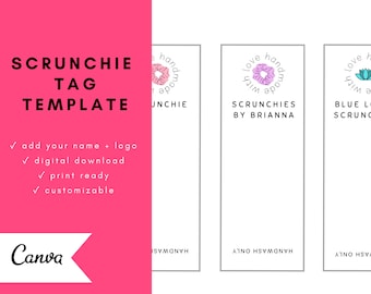 Printable Scrunchie Hang Tags | Customizable Editable | Canva Template