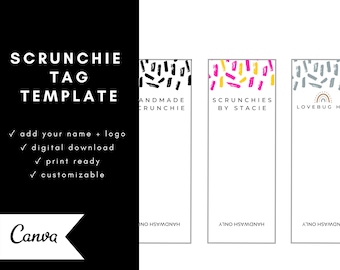 Printable Scrunchie Hang Tags | Customizable Editable | Canva Template | Contemporary Boho
