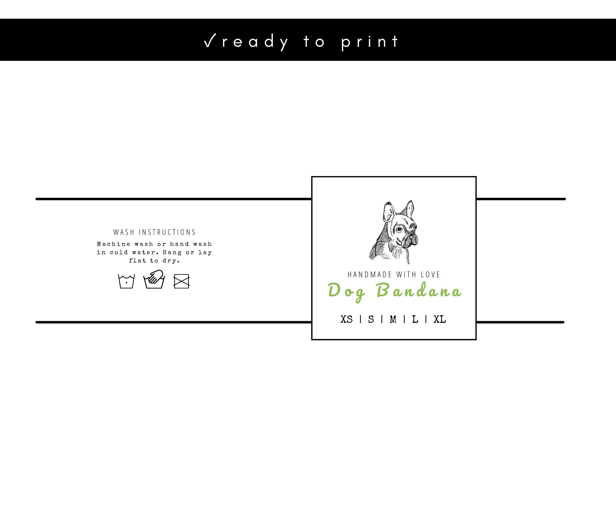 Printable Dog Bandana Wrap Labels Template Editable Etsy