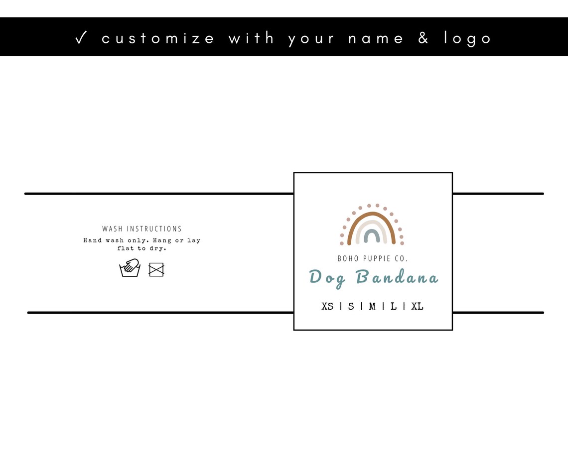 Printable Dog Bandana Wrap Labels Template Editable Etsy Canada