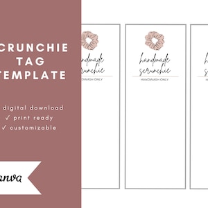 Printable Scrunchie Hang Tags | Customizable Editable | Canva Template