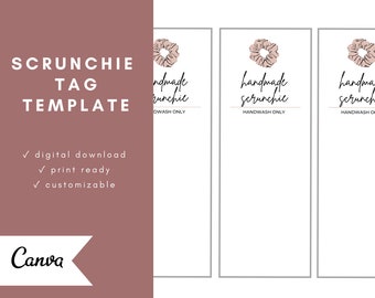 Druckbare Scrunchie Anhänger | Anpassbar Bearbeitbar | Canva Template