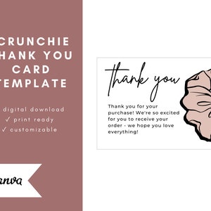 Modèle de carte de remerciement imprimable Chouchou | Impression faite à la main pour petites entreprises à la maison | Emballage d'achat d'insertion de commande personnalisable et modifiable