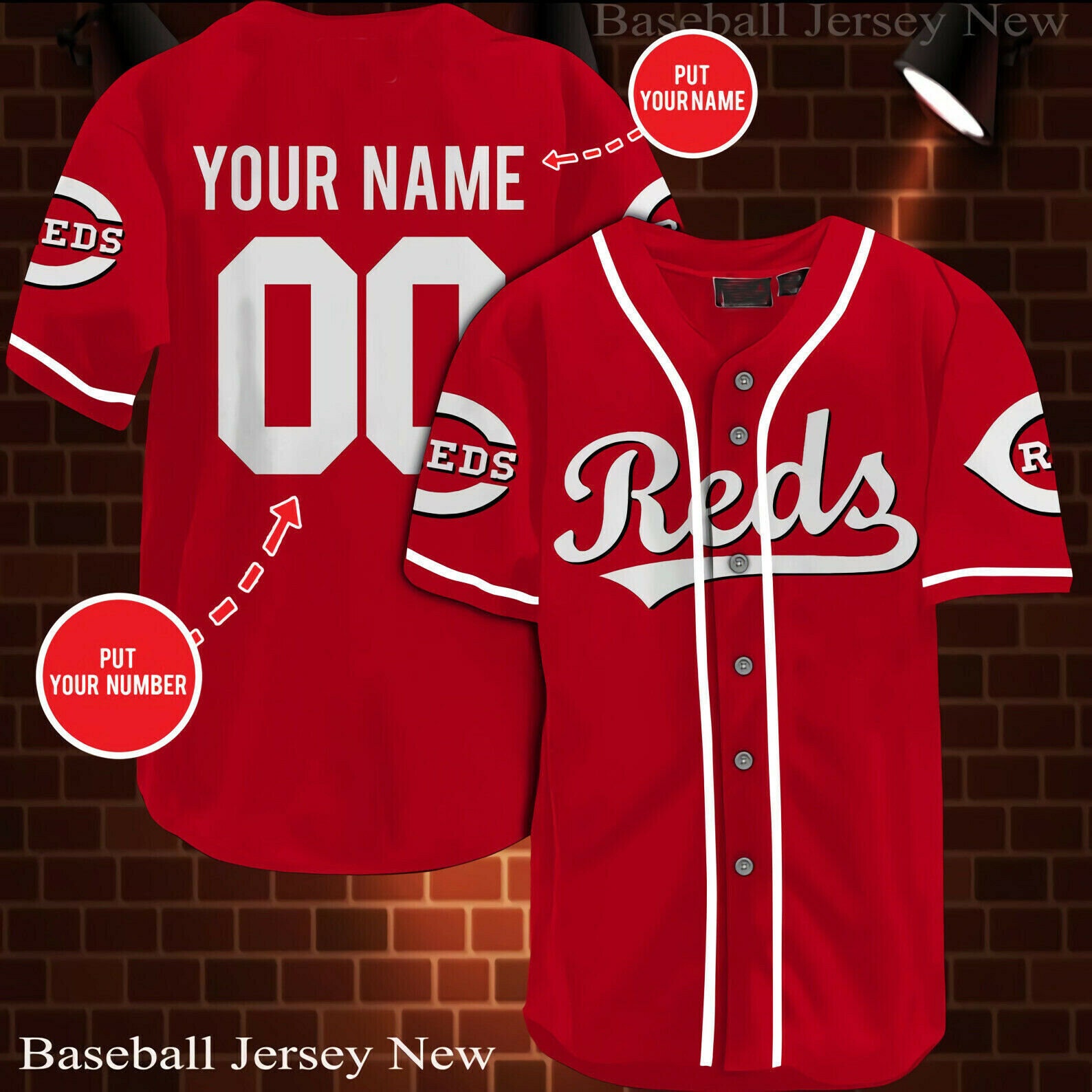 Cincinnati Reds Baseball Jersey Custom Name Fanmade Baseball Etsy