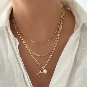 18k Gold Filled Initial Necklace with Pearl, Personalized Necklace, Birthday Gift for Her, Custom Necklace, Pearl Necklace, Gift For Mom