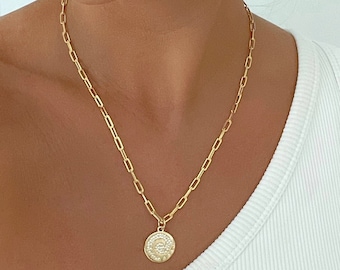 Coin Necklace, Gold Filled Necklace, Gold Coin Medallion Necklace, Medallion Necklace, Gifts for Her, Dainty Necklaces, Necklaces for Women