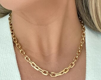 18k Gold Filled Link Chain Necklace Gold Link Chain Everyday Chain Necklace Chunky Link Chain Necklace Layering Chains Gold Filled Gift