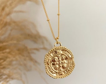 Gold Coin Necklace, Medallion Necklace, Vintage Coin Necklace, Coin Necklace, Coin Medallion Necklace, Gift For Her, Birthday Gift, Coin