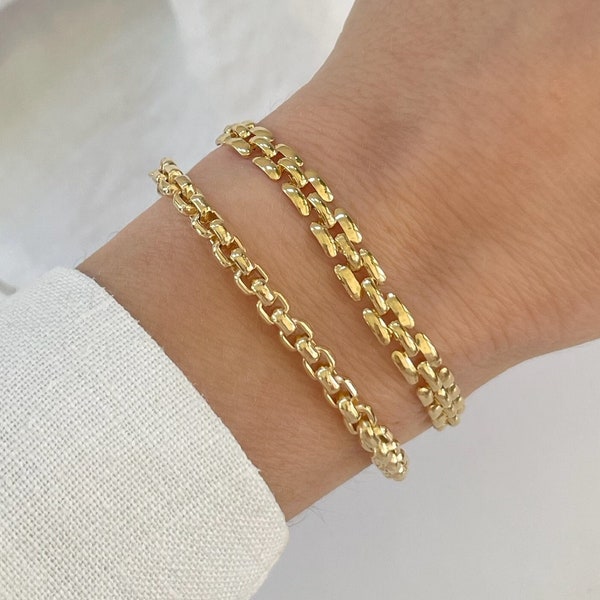 Gold Layering Bracelets, 18k Gold Chain Bracelet, Dainty Simple Bracelet, 18k Gold Filled Bracelet, Bracelets for Women, Bridesmaid Gift