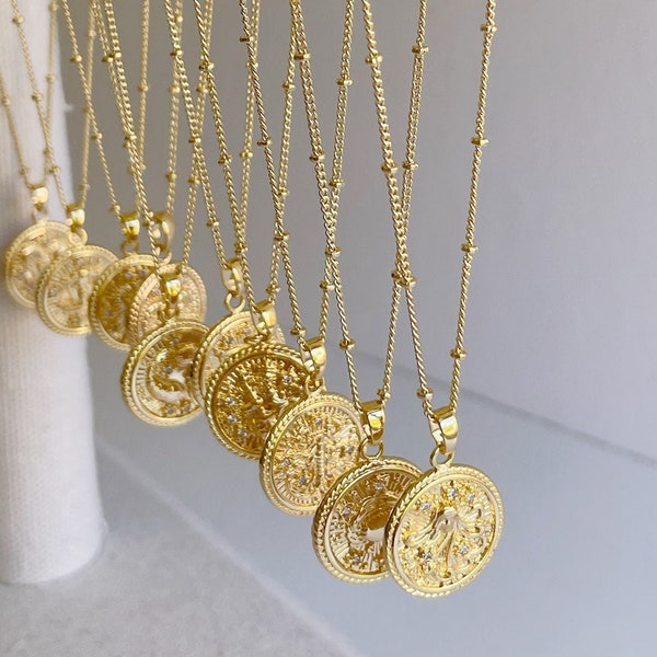 Zodiac Necklace, Gold Zodiac Necklace, Dainty Necklace, Scorpio Zodiac Necklace, Personalized Gift, Jewelry Gift For Her, Pisces , Aquarius