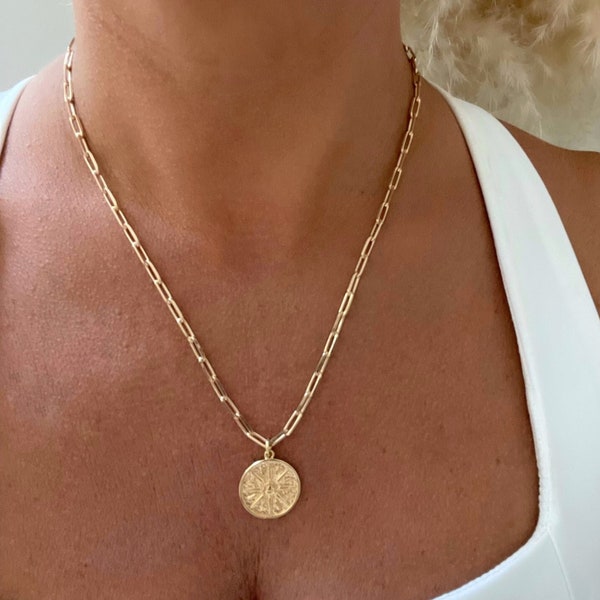 18k Gold Coin Necklace, Coin Necklace, Birthday Gift, Medallion Necklace, Dainty Necklace, Jewelry Gift, Gifts For Her, Gold Jewelry, Coin