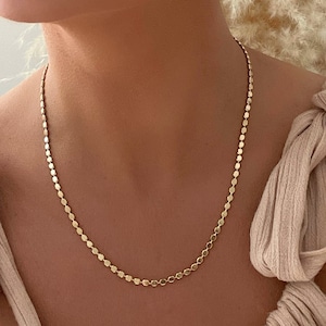 18k Gold Filled Disc Chain Necklace, Sequin Chain Necklace, Round Disc Chain, Layering Chain, Dot Disc Chain, Beaded Chain, Gift For Her