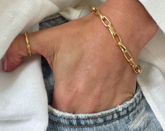 Paperclip Bracelet Chain Bracelet Gold Bracelet Minimalist Gift For Her Mother's Day Gift Layering Bracelet, Birthday Gift, Bracelets