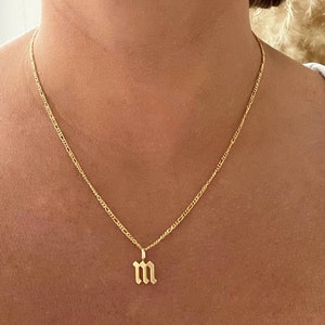 18k Gold Initial Letter Necklace, Personalized Jewelry, Gold Necklace, Gifts For Her, Gothic Letter Necklace, Dainty Necklace, Gift For Her