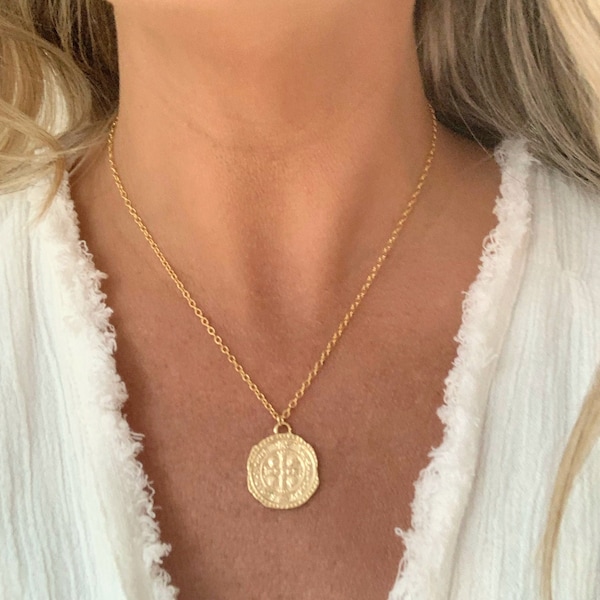 Coin Necklace, Gold Coin Necklace, Gold Filled Necklace, Necklaces For Women, Dainty Necklace, Birthday Gift For Her, Medallion Necklace