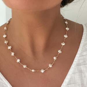 Freshwater Pearl Necklace, Dainty Pearl Necklace, Freshwater Pearl Necklace, Minimalist Pearl Jewelry, Pearl Beaded Necklace, Bridesmaid