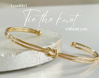 18k Gold Filled Knot Bracelet, Tie The Knot Bracelet For Bridal Party, Gift For Bridesmaid Proposal, Mother Daughter Gift, Friendship Gift