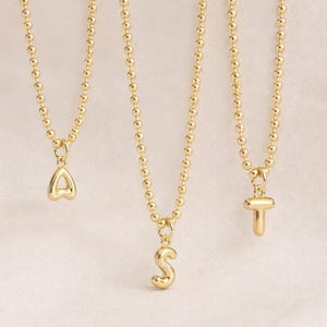 Custom Bubble Initial Necklace, Minimalist Bubble Letter, Personalized Charm Jewelry, Gift For Her, Mother's Day Gift, Daughter Gift, Gift