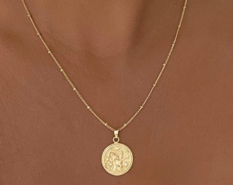 Zodiac Necklace, Coin Necklace, Medallion Necklace, Zodiac Coin Necklace, Dainty Necklace, Leo Necklace, Birthday Gifts Gold Filled Necklace