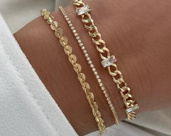 Tennis Bracelet, Gold Tennis Bracelet, Dainty Gold Diamond Bracelet, Wedding Jewelry, Bridesmaid Gift, Gift For Her, Minimalist Bracelet